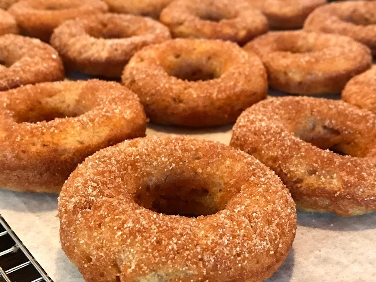 Fresh gluten-free cinnamon-sugar donuts